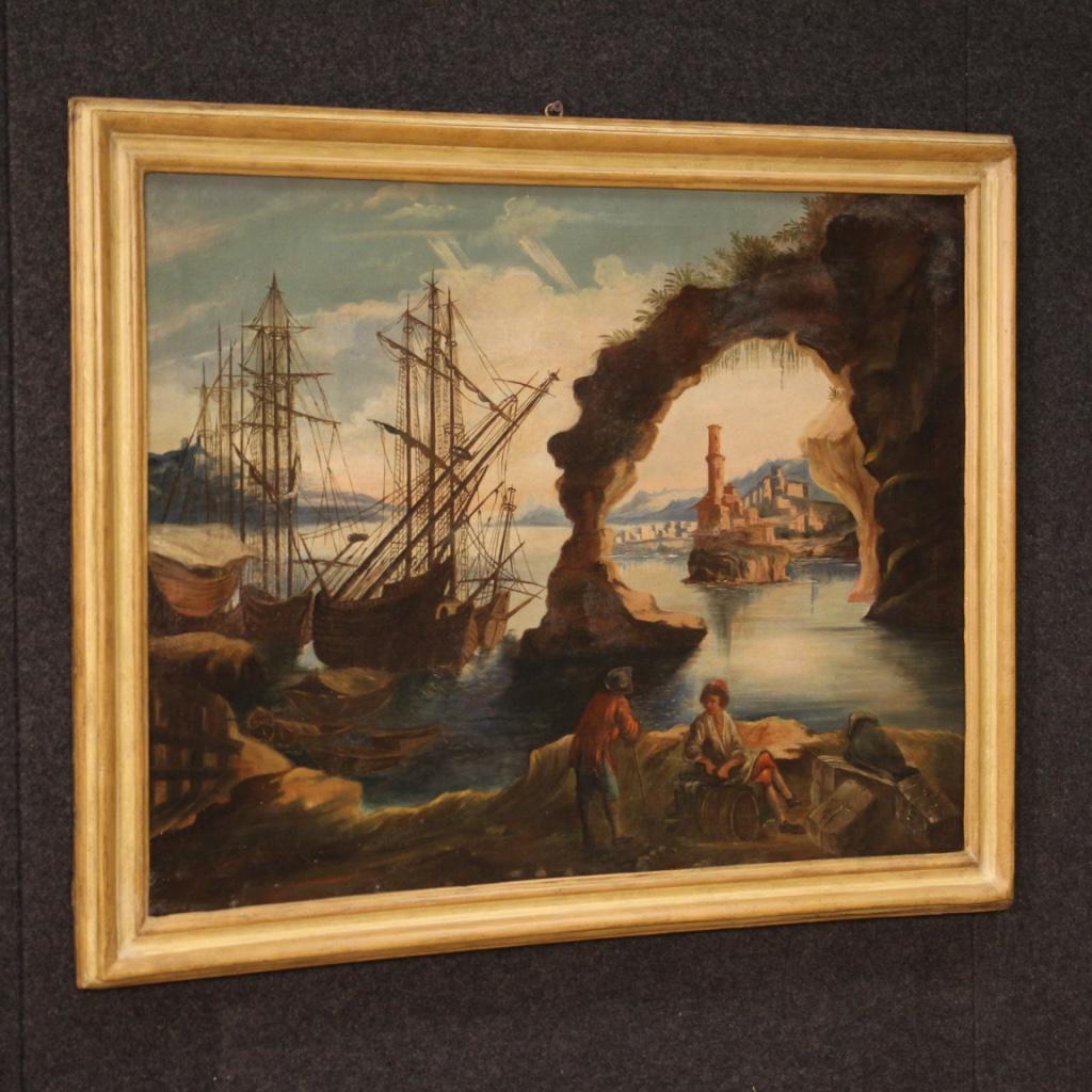 19th Century Oil on Canvas Italian Landscape Seascape Painting, 1820 7