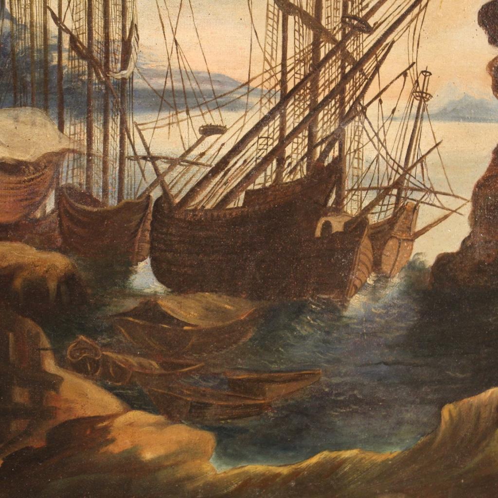 19th Century Oil on Canvas Italian Landscape Seascape Painting, 1820 2