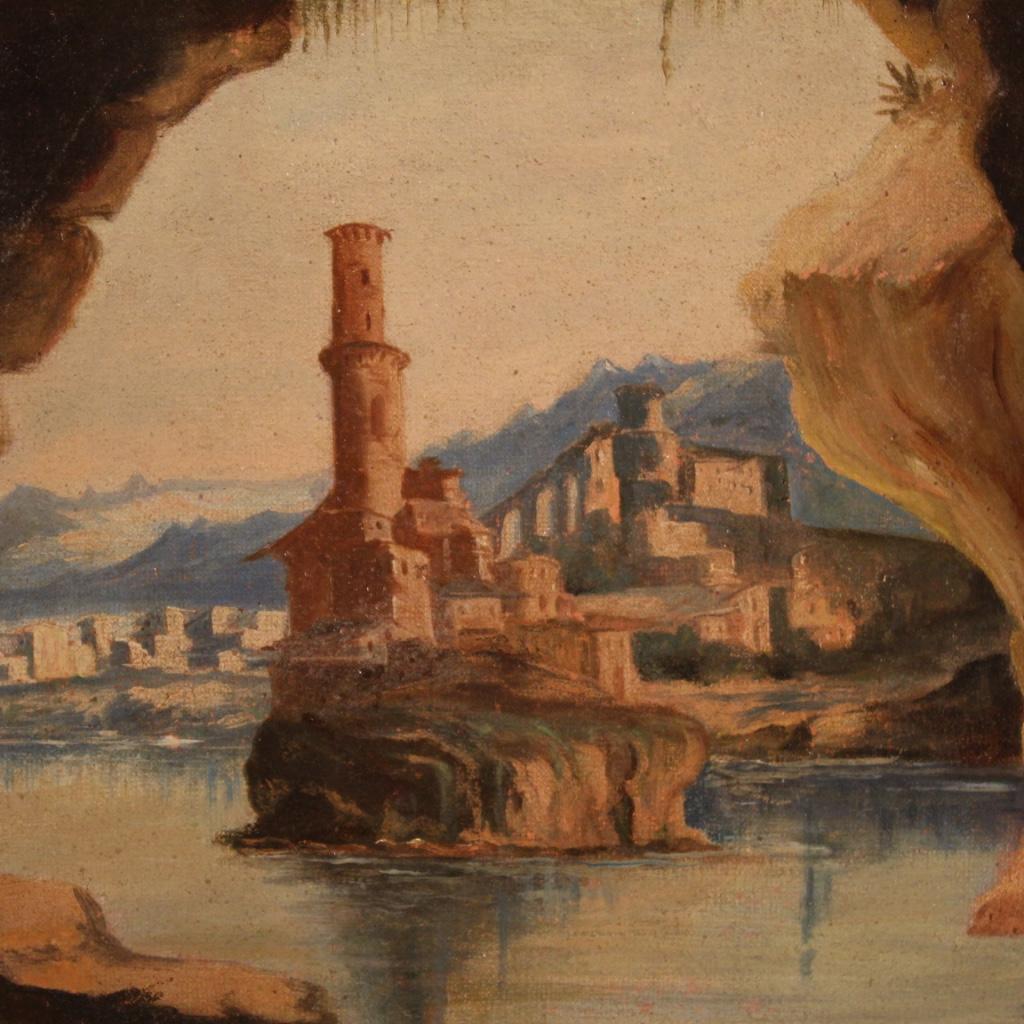 19th Century Oil on Canvas Italian Landscape Seascape Painting, 1820 5