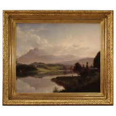 19th Century Oil on Canvas Italian Landscape Signed Dated Painting, 1888
