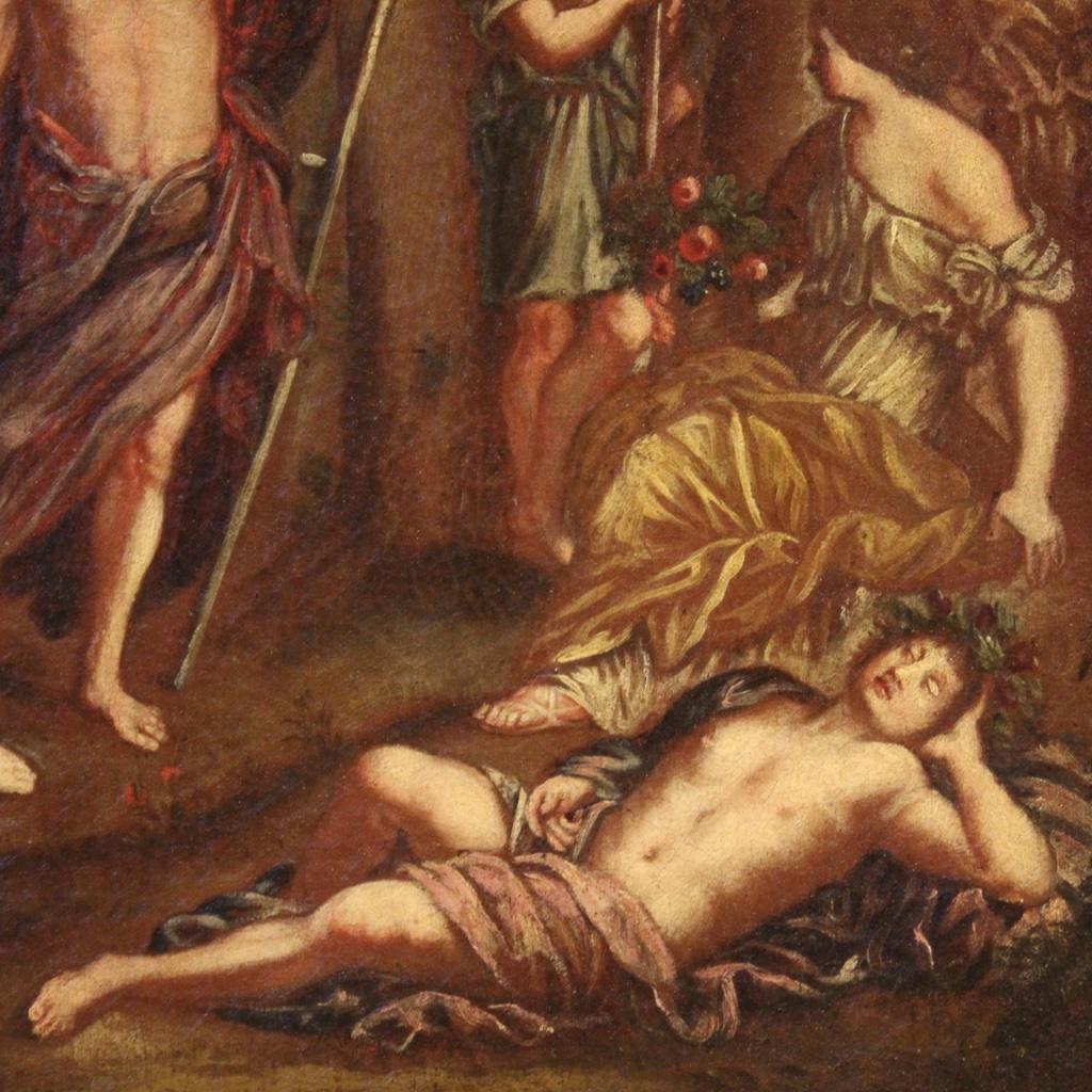 19th Century Oil on Canvas Italian Painting Bacchanal Mythological, 1830 1