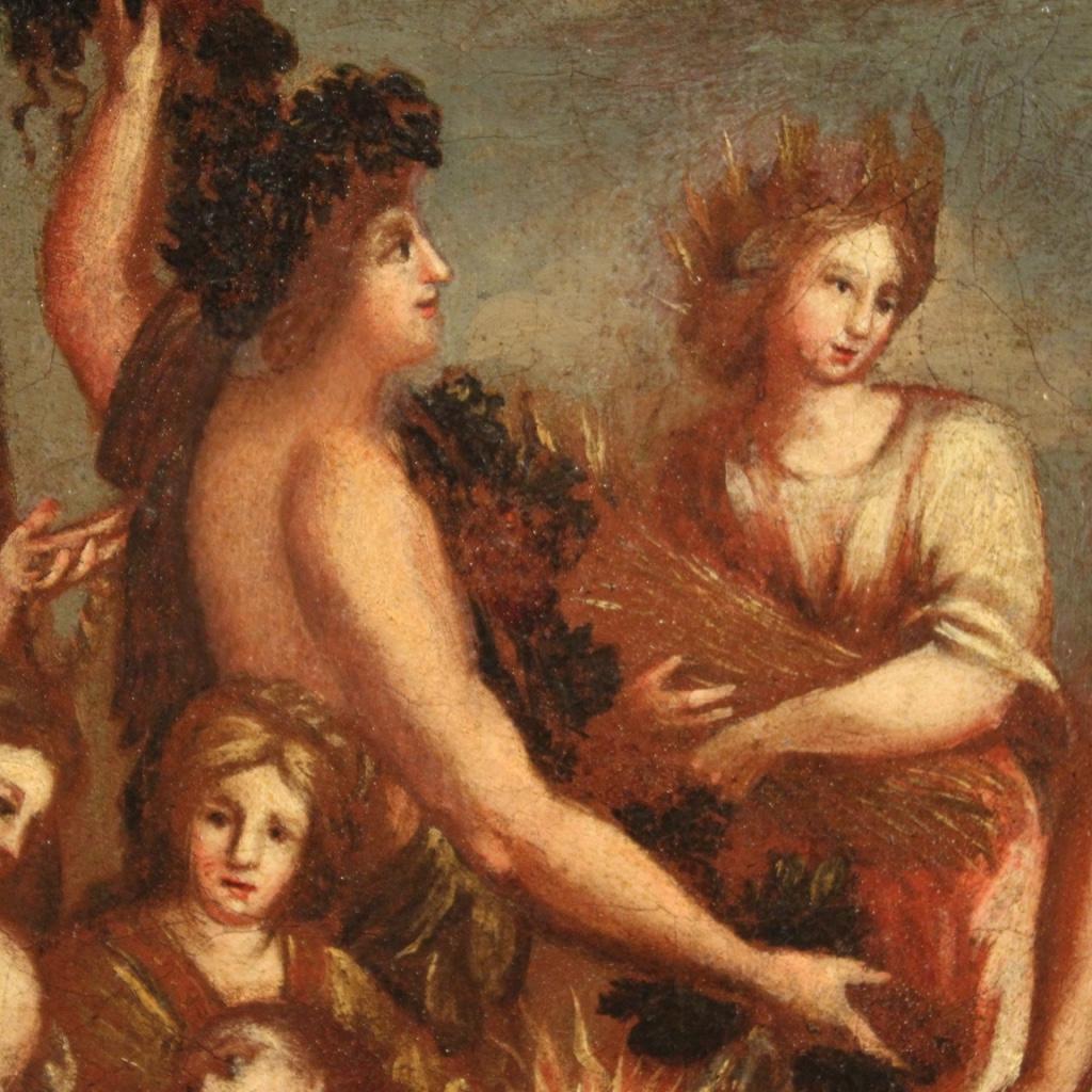 19th Century Oil on Canvas Italian Painting Bacchanal Mythological, 1830 4