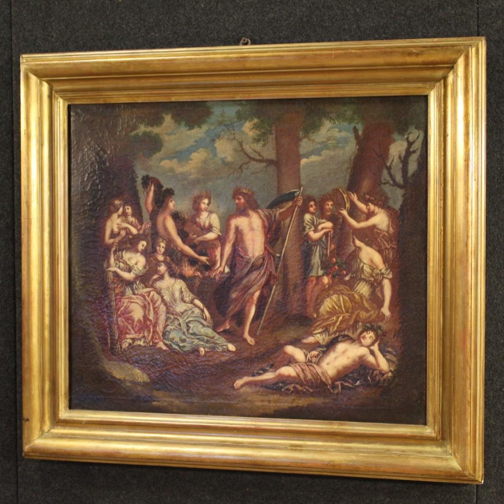 19th Century Oil on Canvas Italian Painting Bacchanal Mythological, 1830 6