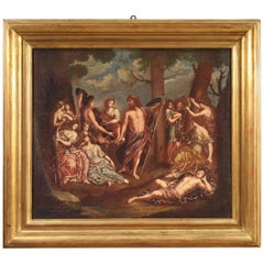 19th Century Oil on Canvas Italian Painting Bacchanal Mythological, 1830