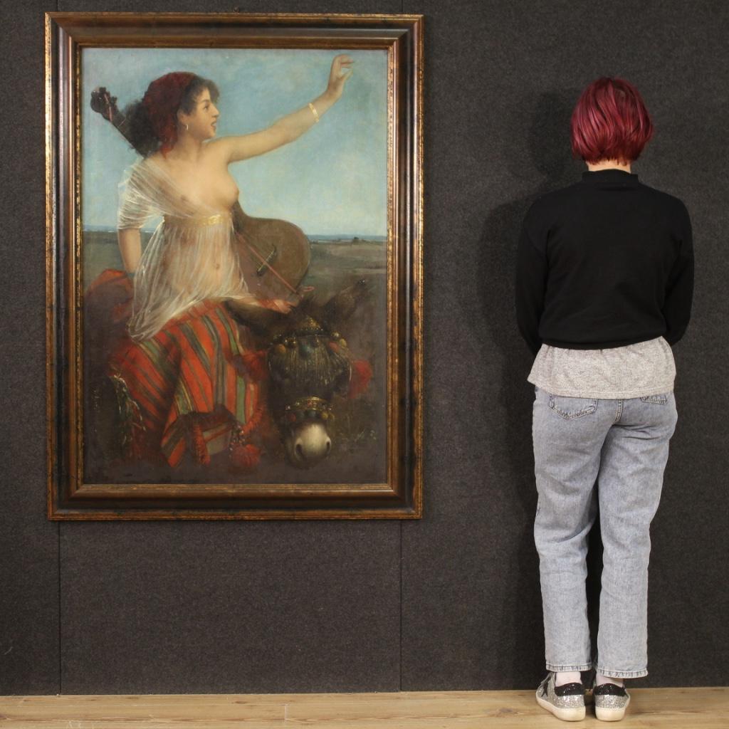 19th Century Oil On Canvas Italian Painting Gipsy Girl Nude 1870 For 19th Century Oil On Canvas Italian Painting Gipsy Girl Nude 1870 For