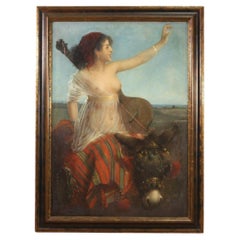19th Century Oil on Canvas Italian Painting Gipsy Girl Nude, 1870
