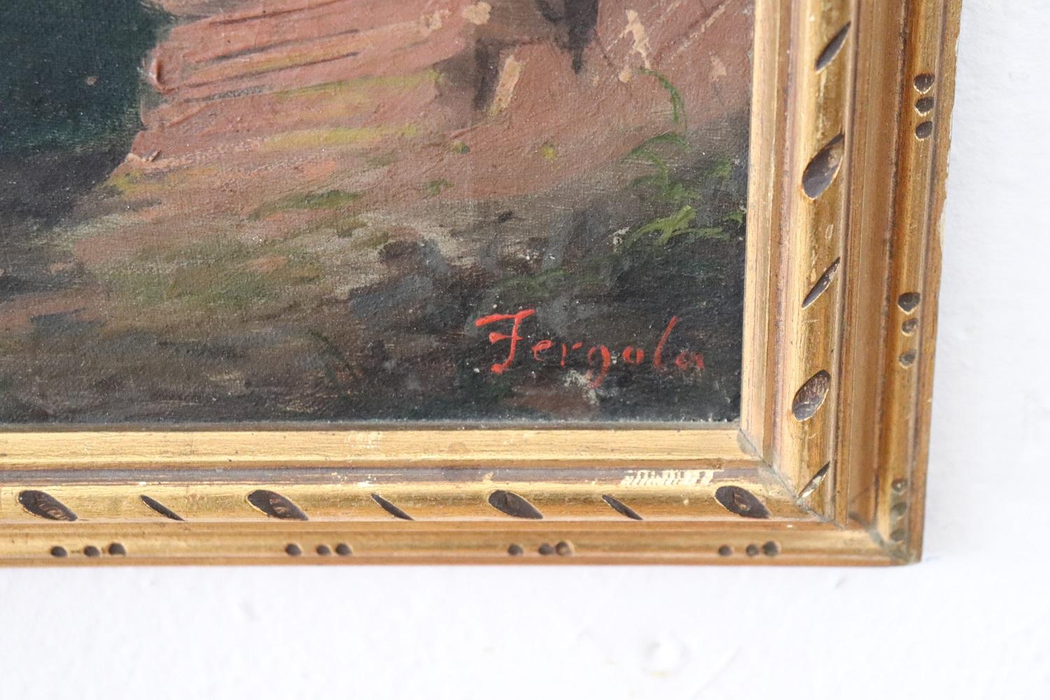 19th Century Oil on Canvas Italian Painting Naples Landscape, Signed For Sale 2