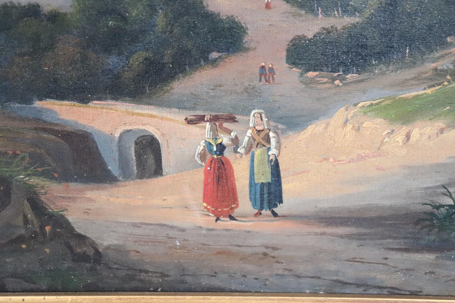 19. Jahrhundert, Öl auf Leinwand, Italienisches Gemälde, Landschaft Neapel, signiert im Angebot 3