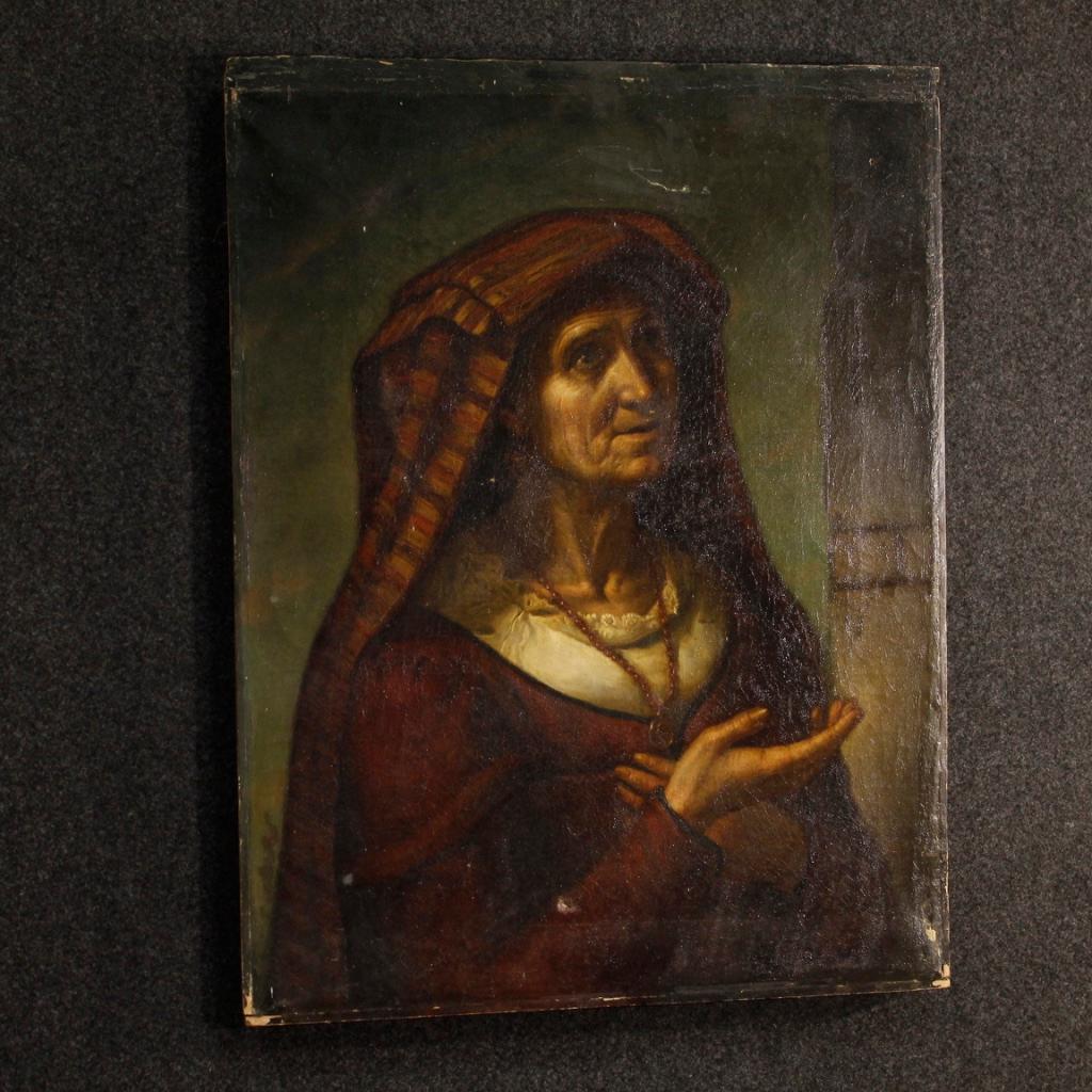 19th Century Oil on Canvas Italian Portrait Painting, 1870 4