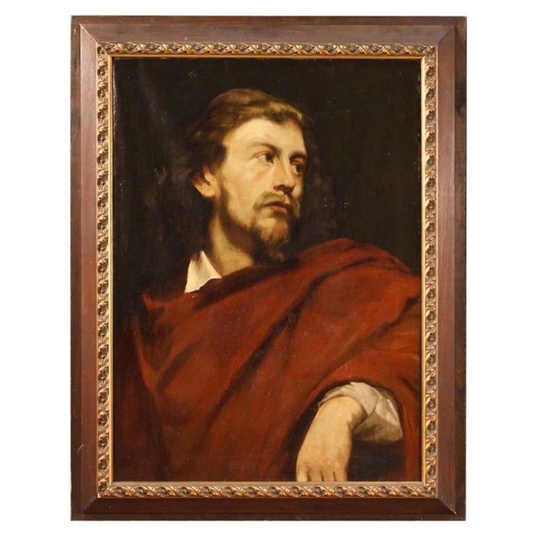 19th Century Oil on Canvas Italian Portrait Painting, 1880 For Sale at ...
