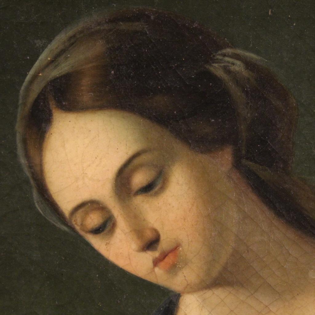 19th Century Oil on Canvas Italian Religious Painting Madonna, 1850 7