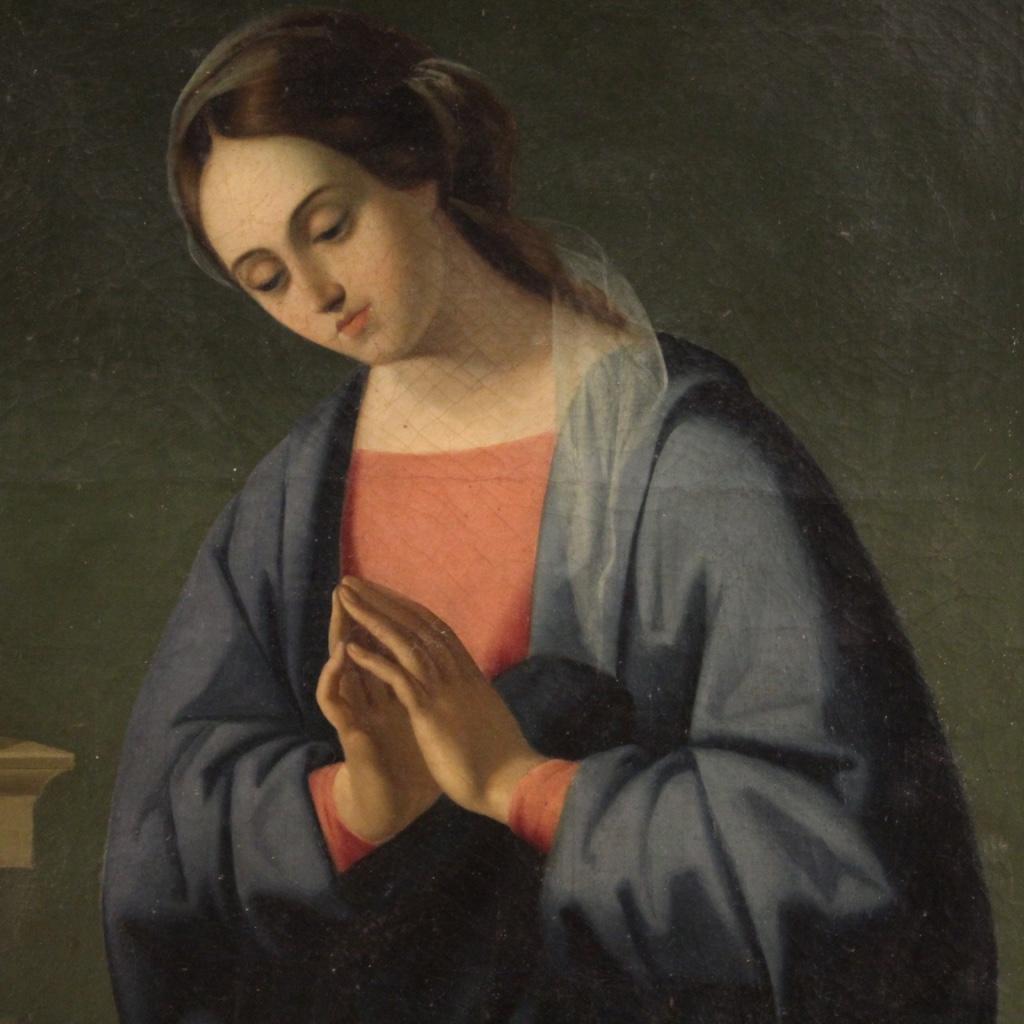 19th Century Oil on Canvas Italian Religious Painting Madonna, 1850 4
