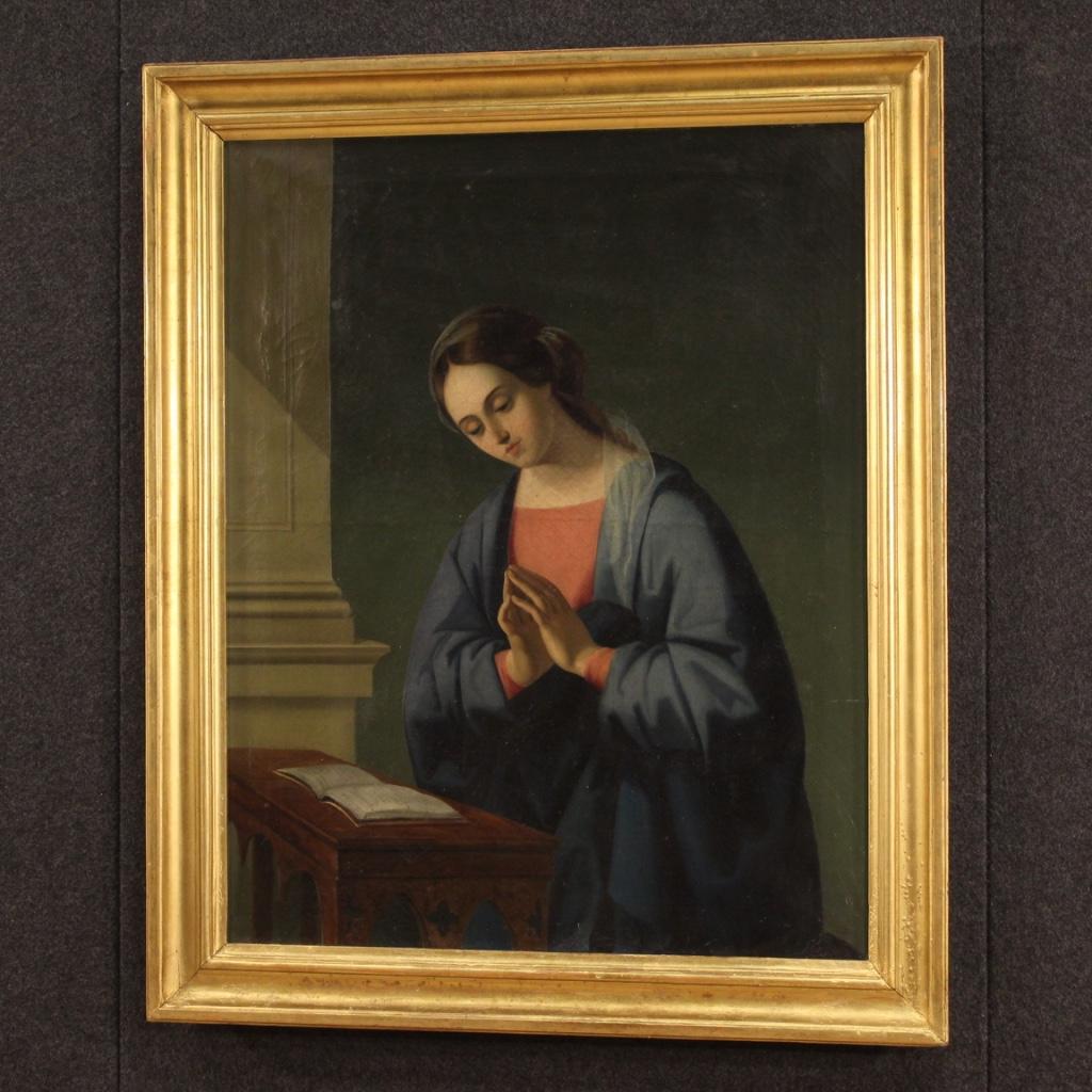 19th Century Oil on Canvas Italian Religious Painting Madonna, 1850 5
