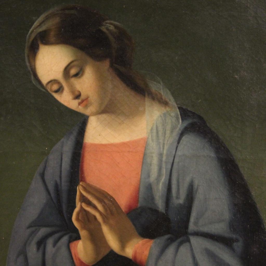 19th Century Oil on Canvas Italian Religious Painting Madonna, 1850 6