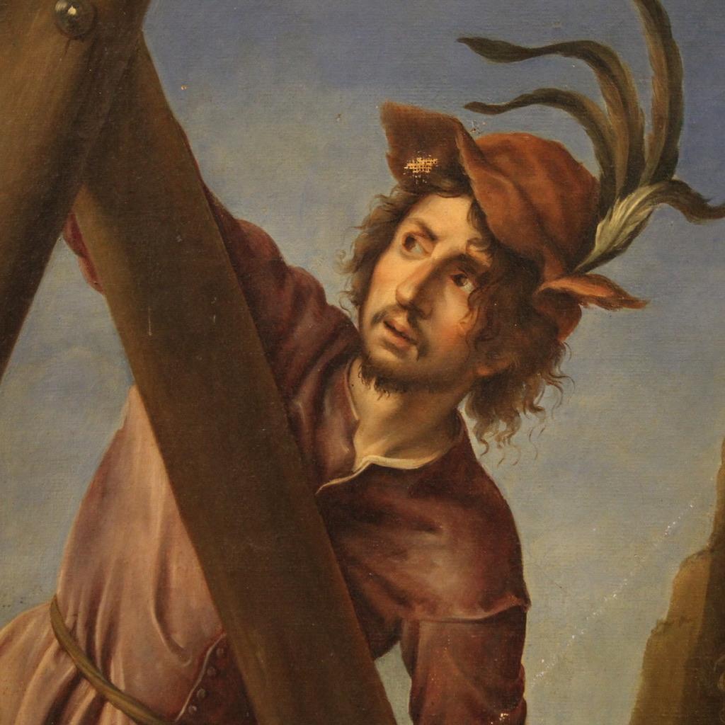 19. Jahrhundert Öl auf Leinwand Italienisch religiöse Malerei Martyrium des Heiligen Andreas im Angebot 5