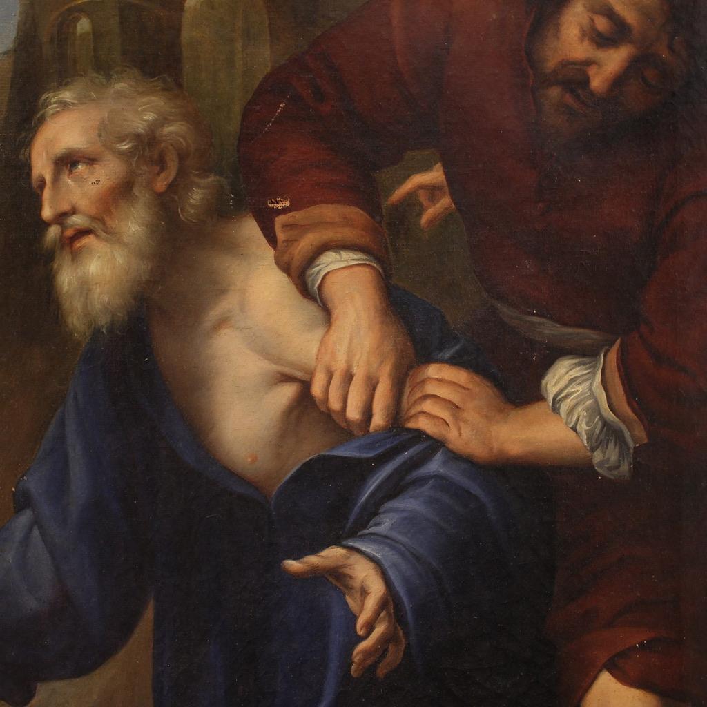 19. Jahrhundert Öl auf Leinwand Italienisch religiöse Malerei Martyrium des Heiligen Andreas im Angebot 7
