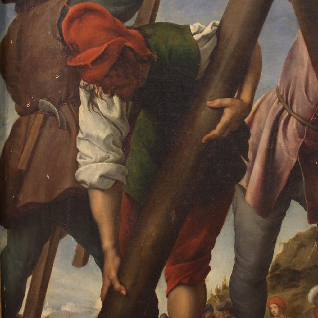 19. Jahrhundert Öl auf Leinwand Italienisch religiöse Malerei Martyrium des Heiligen Andreas im Angebot 3