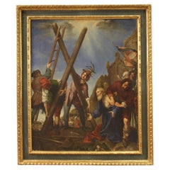 Antique 19th Century Oil on Canvas Italian Religious Painting Martyrdom of Saint Andrew