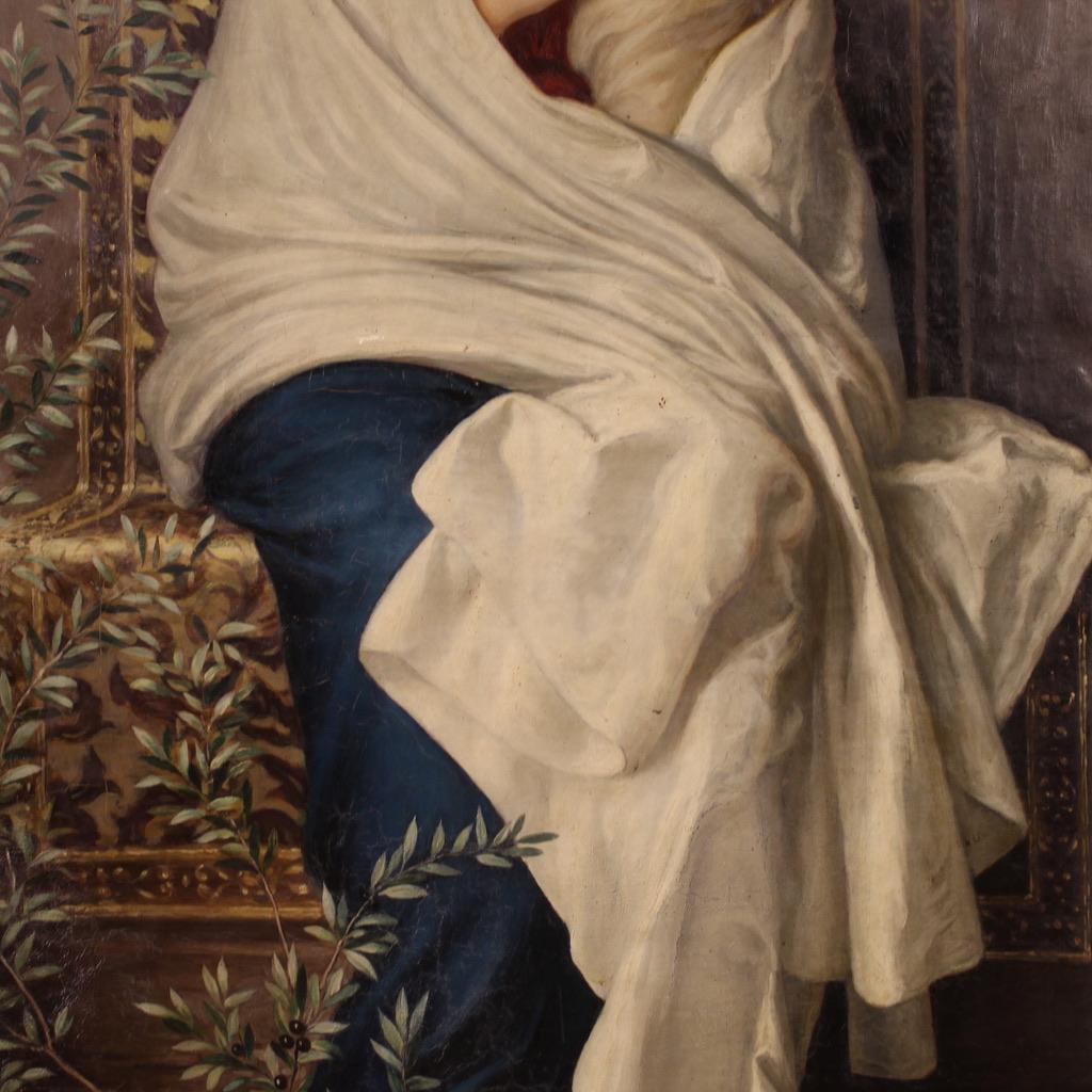 huile sur toile du 19e siècle Peinture religieuse italienne Notre Dame de l'Olivier en vente 7