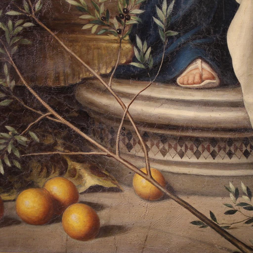 huile sur toile du 19e siècle Peinture religieuse italienne Notre Dame de l'Olivier Bon état - En vente à Vicoforte, Piedmont