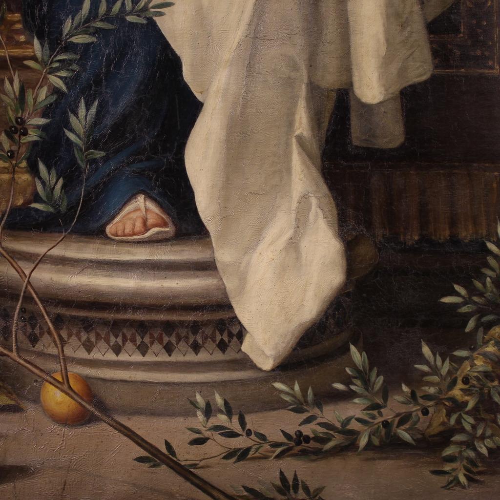 Mid-19th Century huile sur toile du 19e siècle Peinture religieuse italienne Notre Dame de l'Olivier en vente