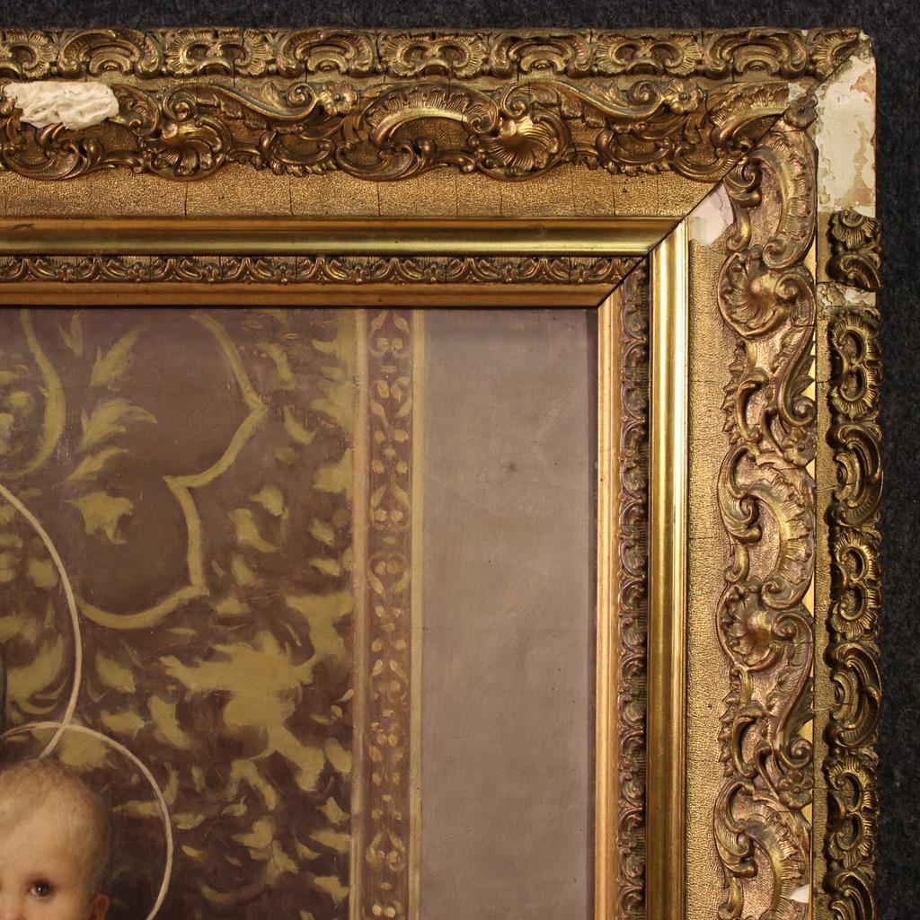 huile sur toile du 19e siècle Peinture religieuse italienne Notre Dame de l'Olivier en vente 1