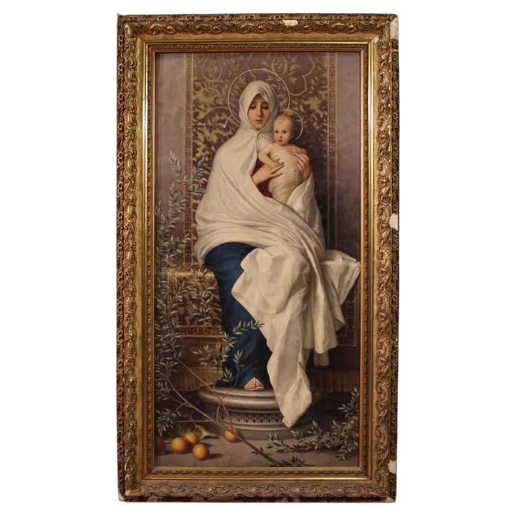huile sur toile du 19e siècle Peinture religieuse italienne Notre Dame de l'Olivier en vente