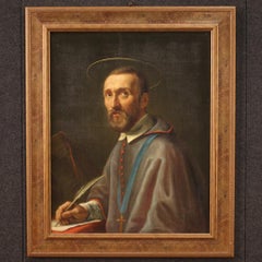 19th Century Oil on Canvas Italian Religious Painting S. Francis de Sales, 1860