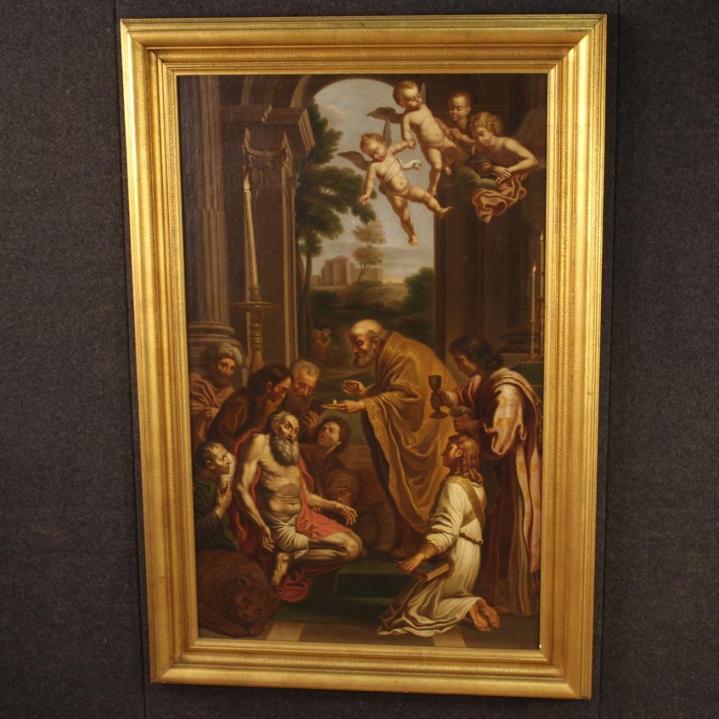 19th Century Oil on Canvas Italian Religious Painting Saint Jerome, 1830 In Good Condition In Vicoforte, Piedmont