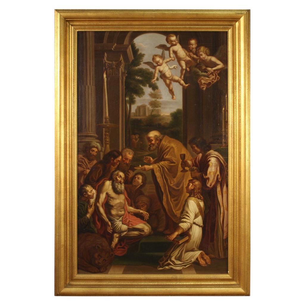 19th Century Oil on Canvas Italian Religious Painting Saint Jerome, 1830