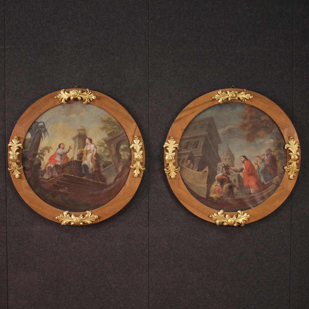 19th Century Oil on Canvas Italian Religious Round Painting, 1830s In Good Condition For Sale In Vicoforte, Piedmont