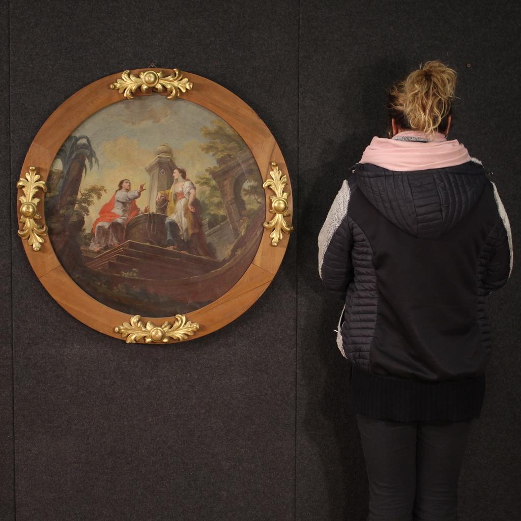 19th Century Oil on Canvas Italian Round Religious Painting, 1830s  In Good Condition For Sale In Vicoforte, Piedmont