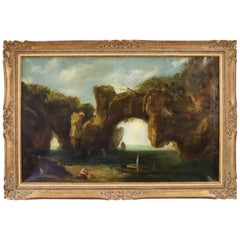 19th Century Oil on Canvas Italian Seascape Painting, 1880