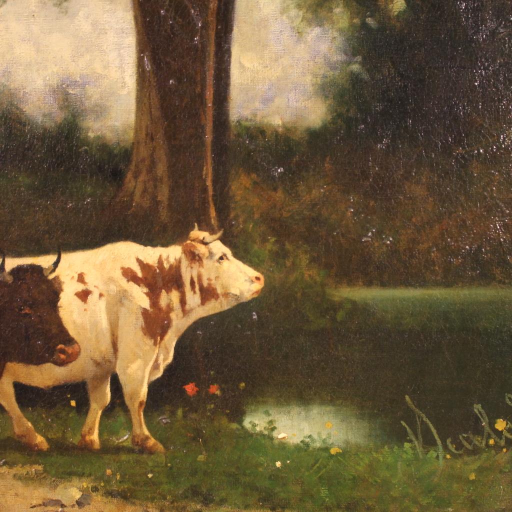 huile sur toile du XIXe siècle Peinture de paysage italienne signée et datée, 1881 en vente 5