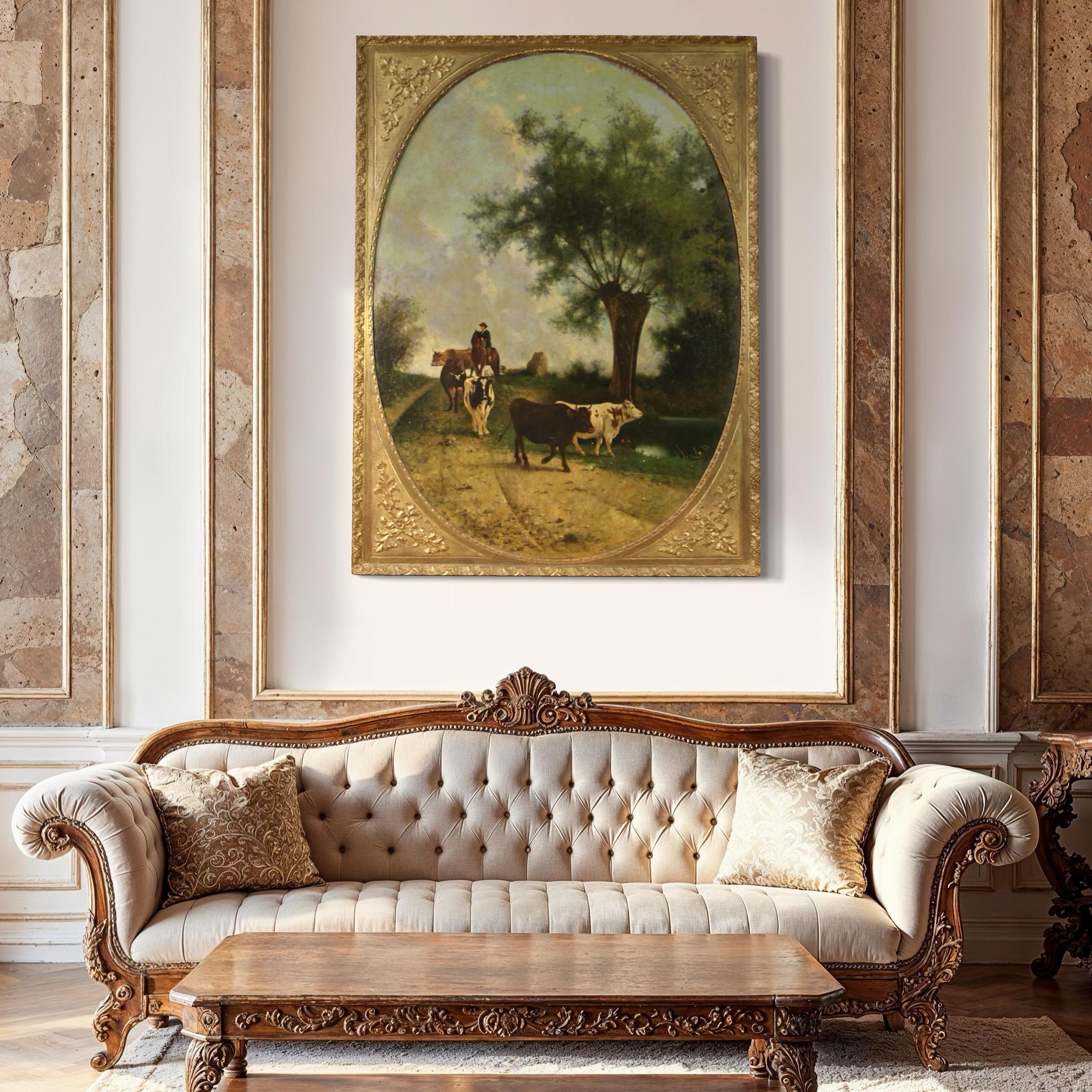 huile sur toile du XIXe siècle Peinture de paysage italienne signée et datée, 1881 en vente 6