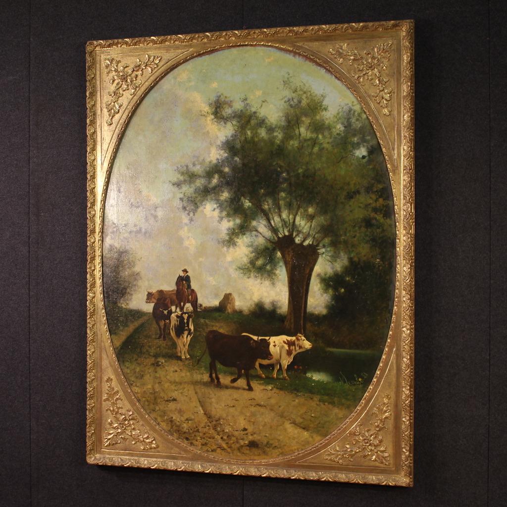 huile sur toile du XIXe siècle Peinture de paysage italienne signée et datée, 1881 en vente 7