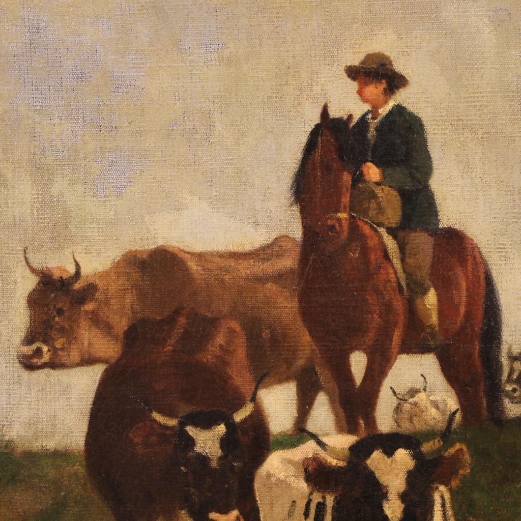 huile sur toile du XIXe siècle Peinture de paysage italienne signée et datée, 1881 en vente 8