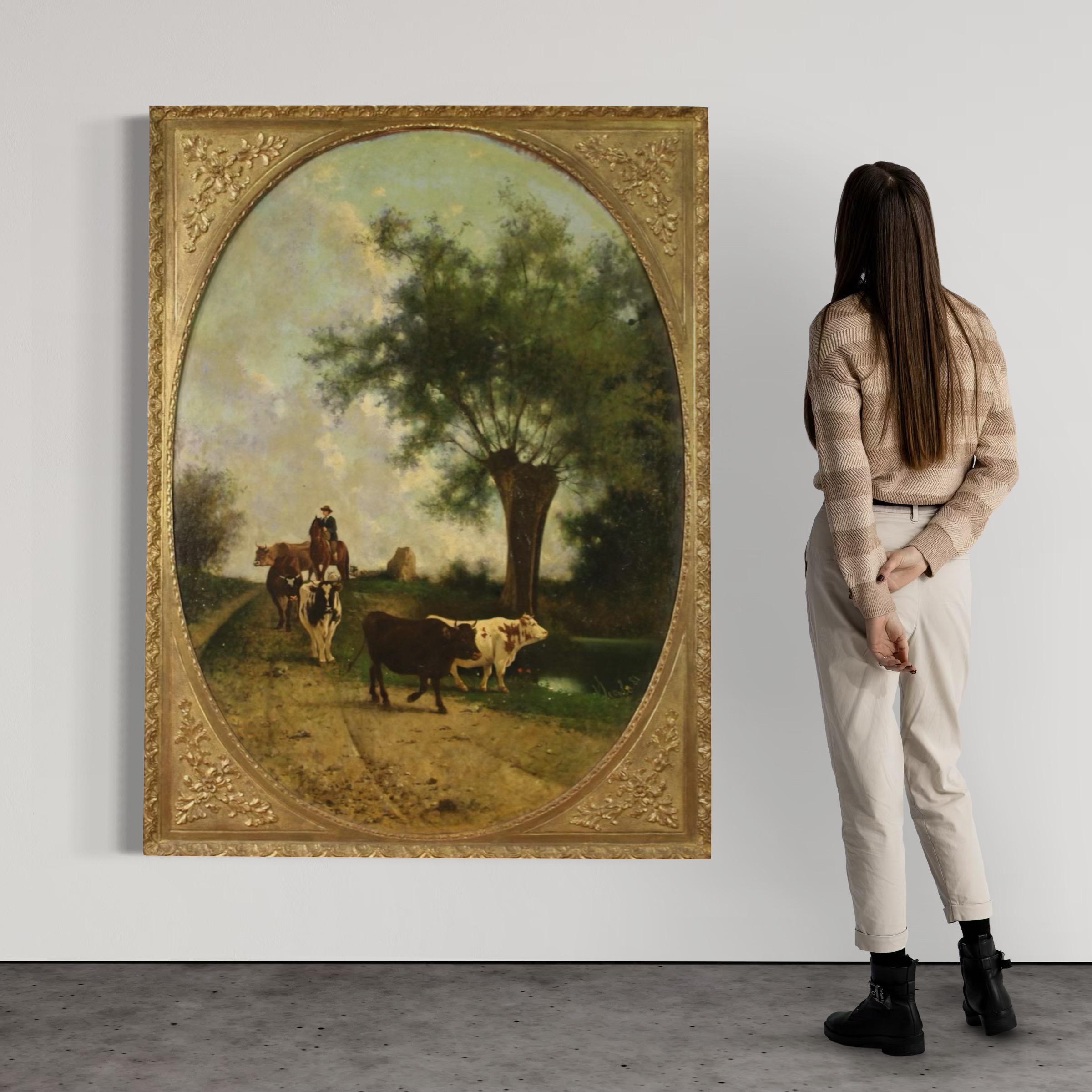 Italian huile sur toile du XIXe siècle Peinture de paysage italienne signée et datée, 1881 en vente