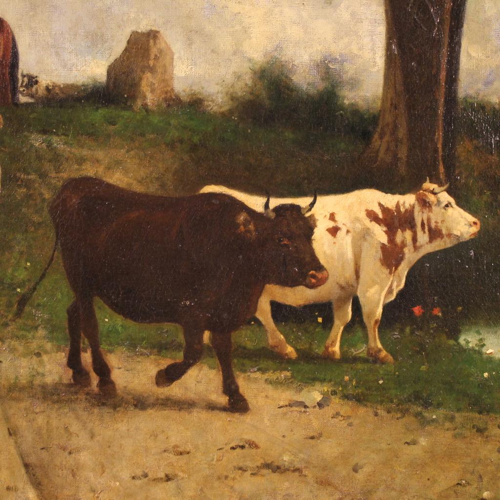 Late 19th Century huile sur toile du XIXe siècle Peinture de paysage italienne signée et datée, 1881 en vente