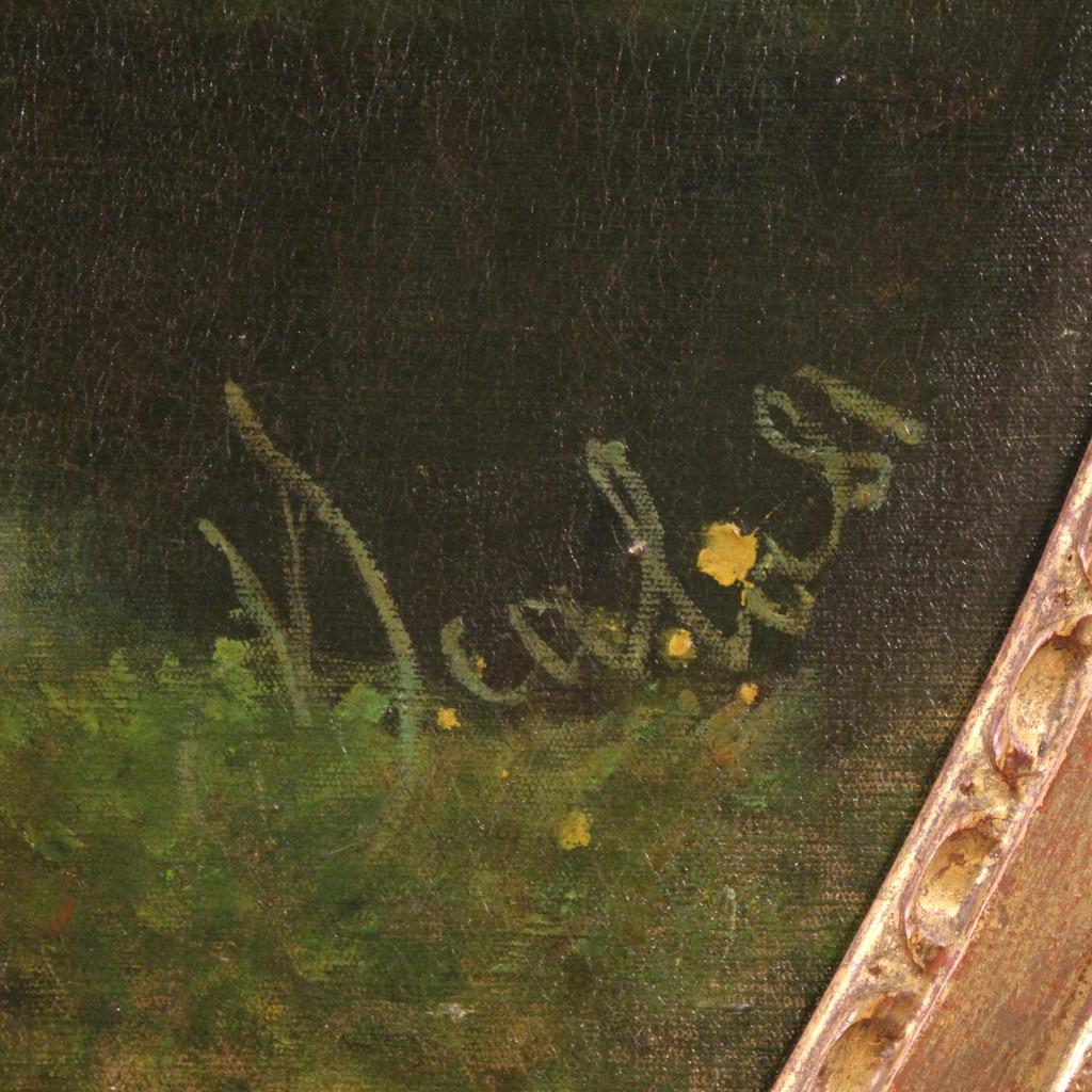 huile sur toile du XIXe siècle Peinture de paysage italienne signée et datée, 1881 en vente 2