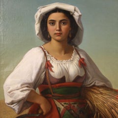 Huile sur toile italienne du 19ème siècle, datée de l'été 1879, intitulée Allégorie