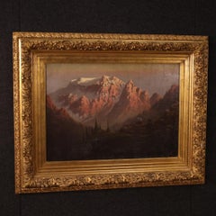 19th Century Oil on Canvas Italian Signed Landscape Painting, 1870