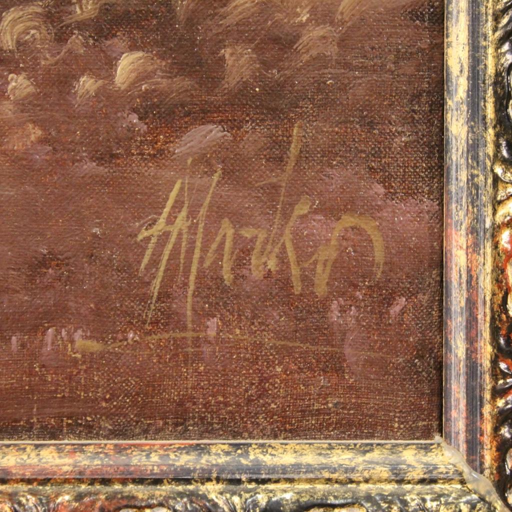 19th Century Oil on Canvas Italian Signed Landscape Painting Wooded View, 1880 In Good Condition For Sale In Vicoforte, Piedmont