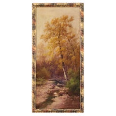 19th Century Oil on Canvas Italian Signed Landscape Painting Wooded View, 1880