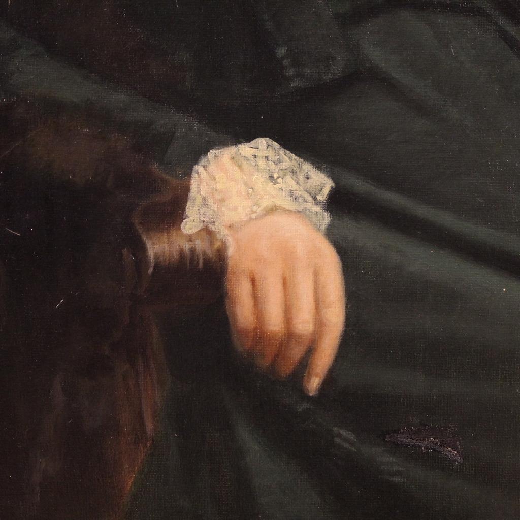 19th Century Oil on Canvas Italian Signed Noblewoman Portrait Painting, 1898 in vendita 4