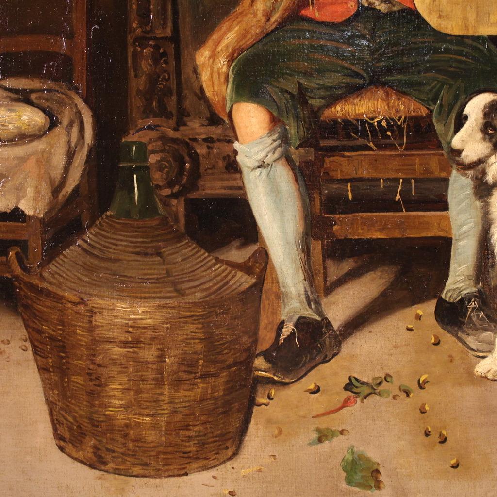 19. Jahrhundert Öl auf Leinwand Italienisch signiert Gemälde Genre-Szene, 1820 im Angebot 6