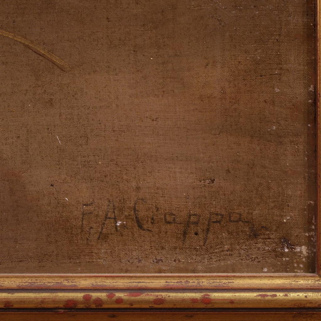 19. Jahrhundert Öl auf Leinwand Italienisch signiert Gemälde Genre-Szene, 1820 im Zustand „Gut“ im Angebot in Vicoforte, Piedmont