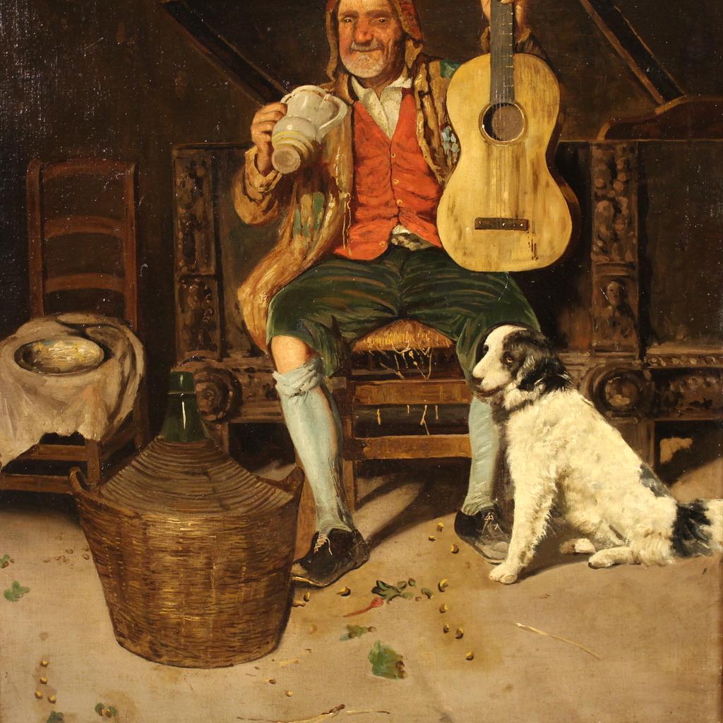 19. Jahrhundert Öl auf Leinwand Italienisch signiert Gemälde Genre-Szene, 1820 (Frühes 19. Jahrhundert) im Angebot