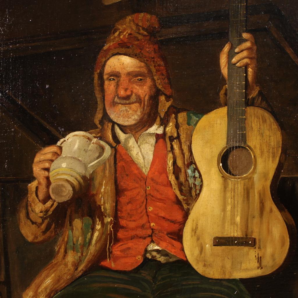 19. Jahrhundert Öl auf Leinwand Italienisch signiert Gemälde Genre-Szene, 1820 im Angebot 1