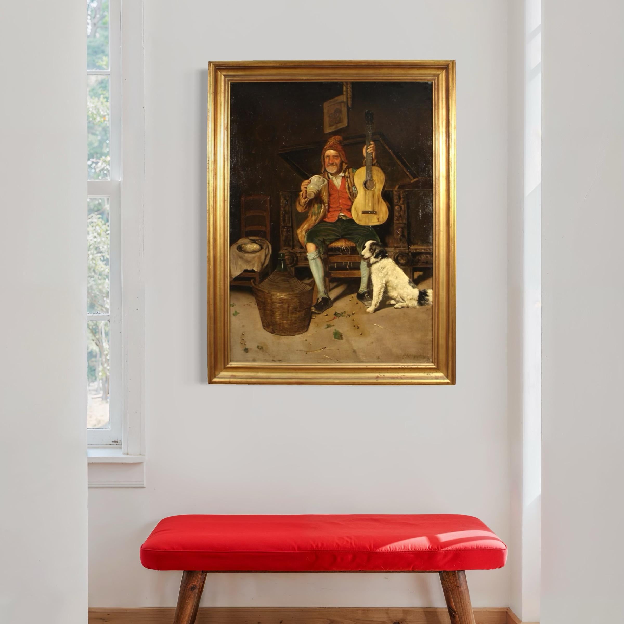 19. Jahrhundert Öl auf Leinwand Italienisch signiert Gemälde Genre-Szene, 1820 im Angebot 2